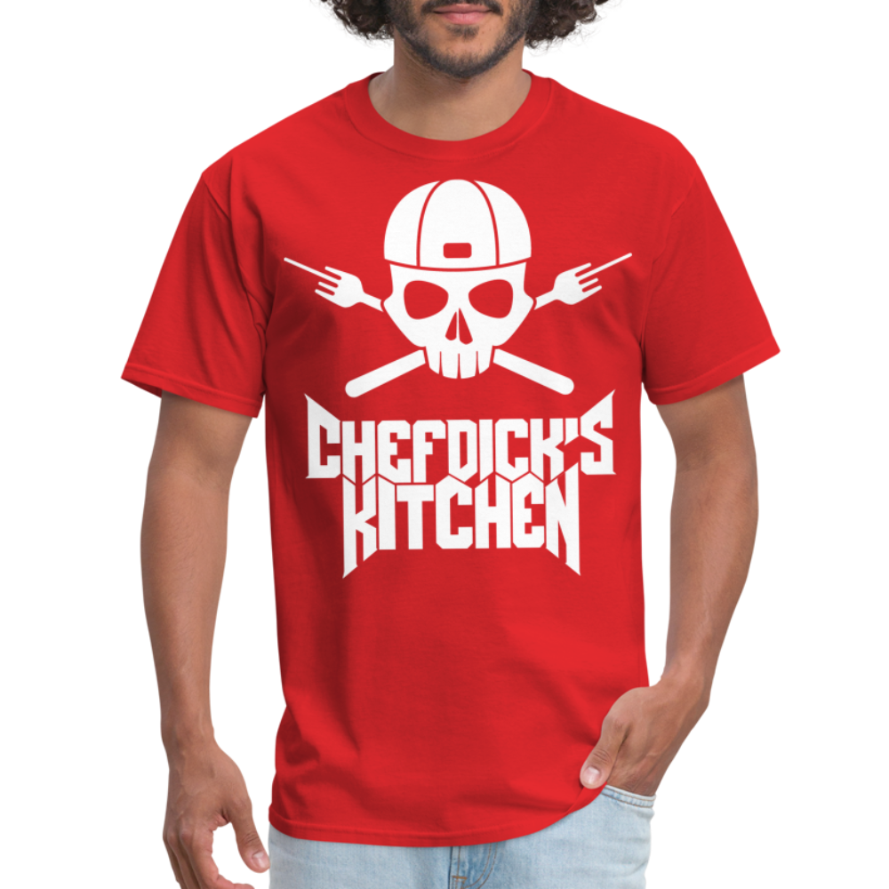 Chef Dick's Kitchen White Unisex Classic T-Shirt - red