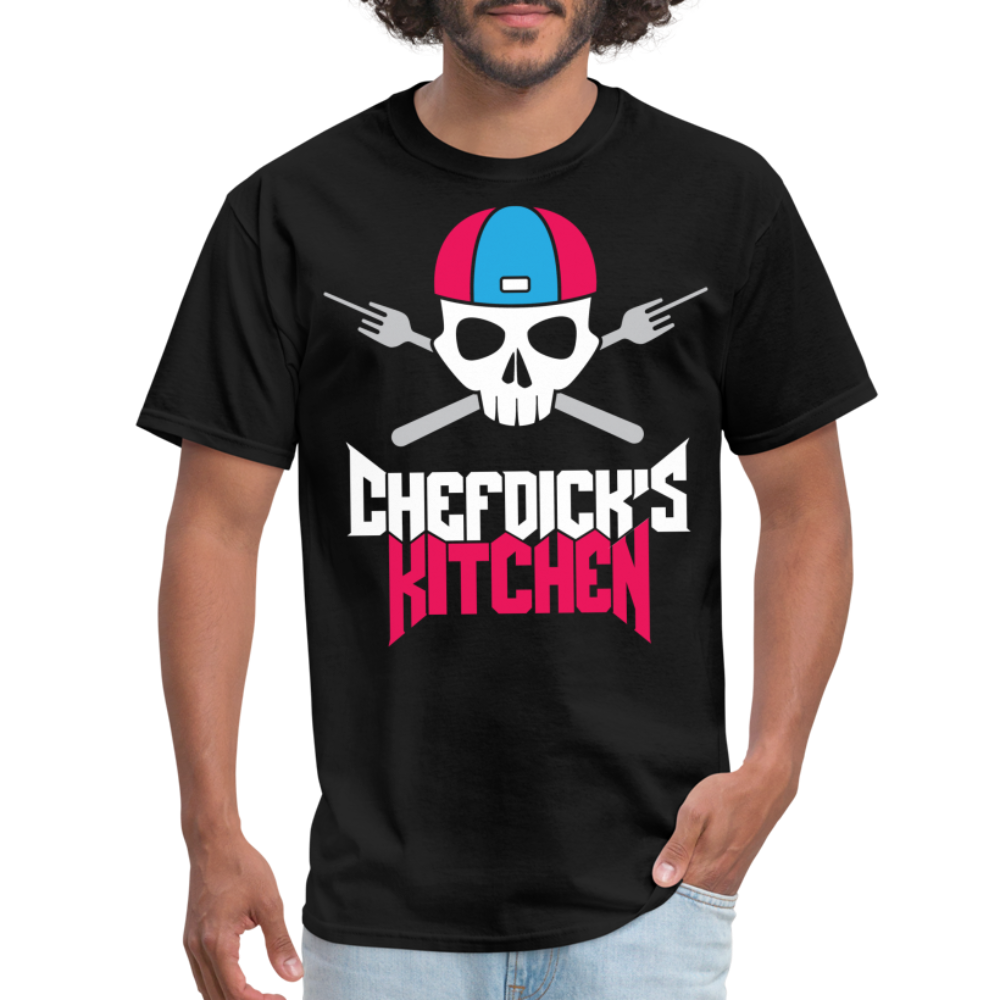 Chef Dick's Kitchen (pink & Blue) Unisex Classic T-Shirt - black