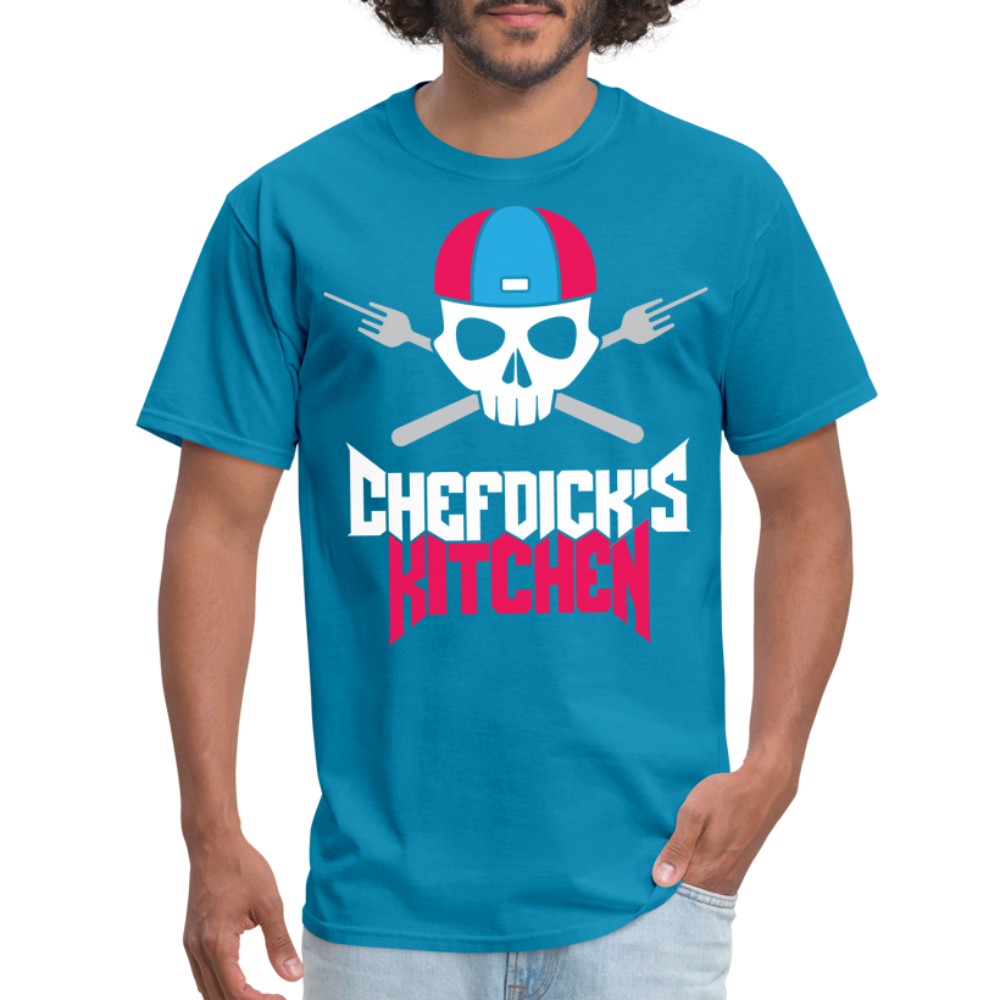 Chef Dick's Kitchen (pink & Blue) Unisex Classic T-Shirt - turquoise