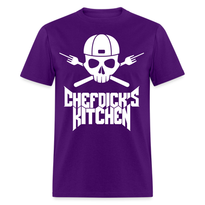 Chef Dick's Kitchen White Unisex Classic T-Shirt - purple