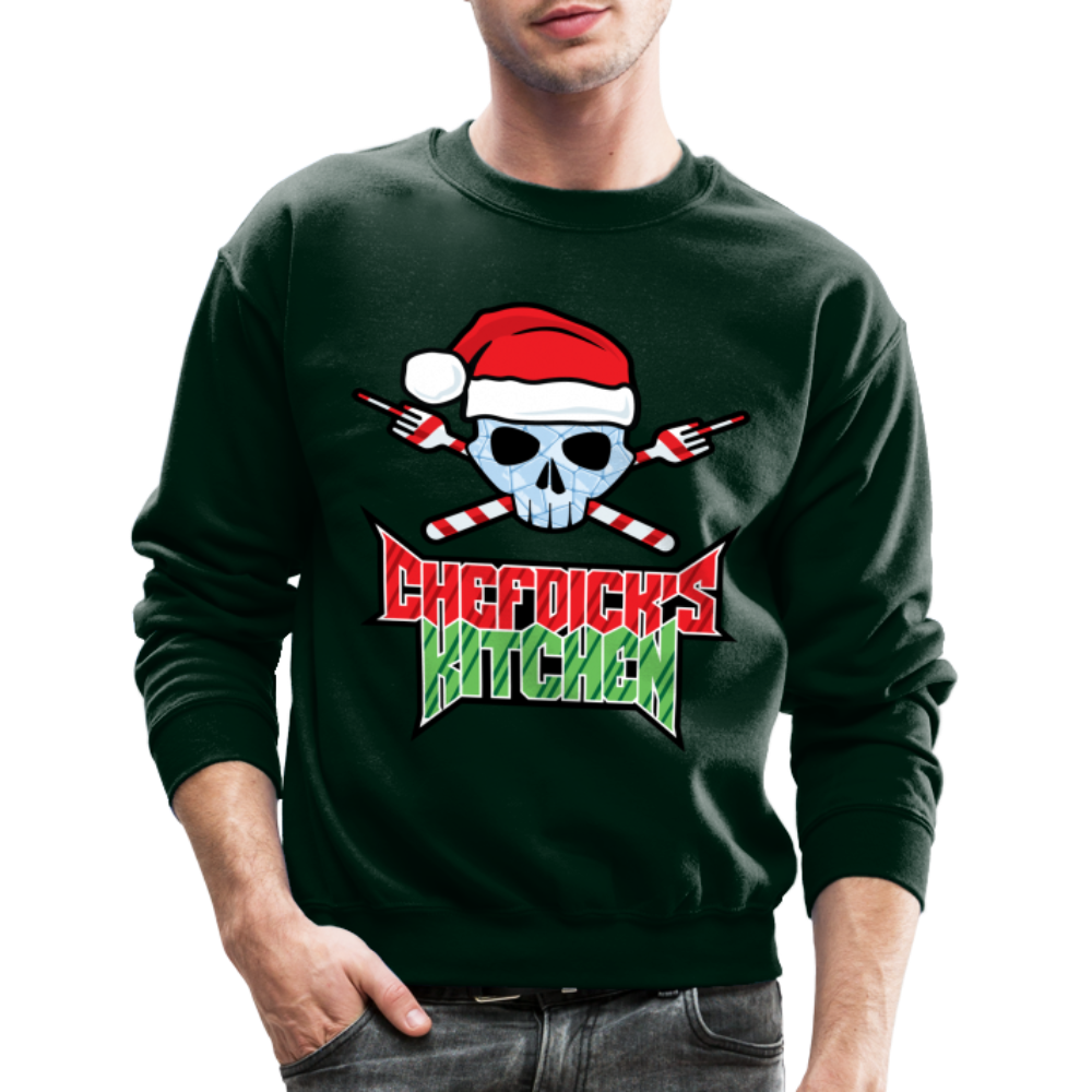 Chefdick's Kitchen Christmas Sweater Crewneck Sweatshirt - forest green