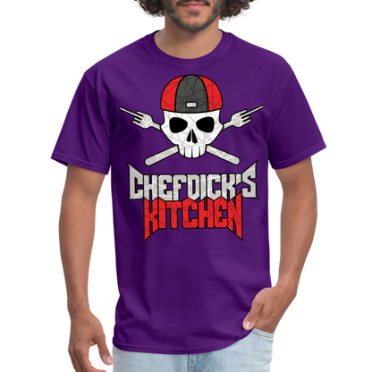 Chef Dick's Kitchen Black & Red Unisex Classic T-Shirt - purple