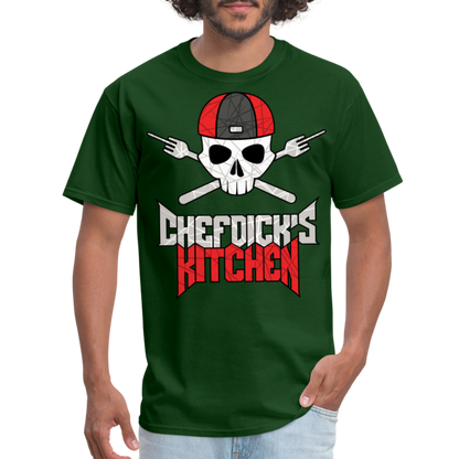 Chef Dick's Kitchen Black & Red Unisex Classic T-Shirt - forest green
