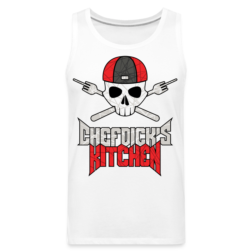 Chef Dick's Kitchen Red & Black Men’s Premium Tank - white