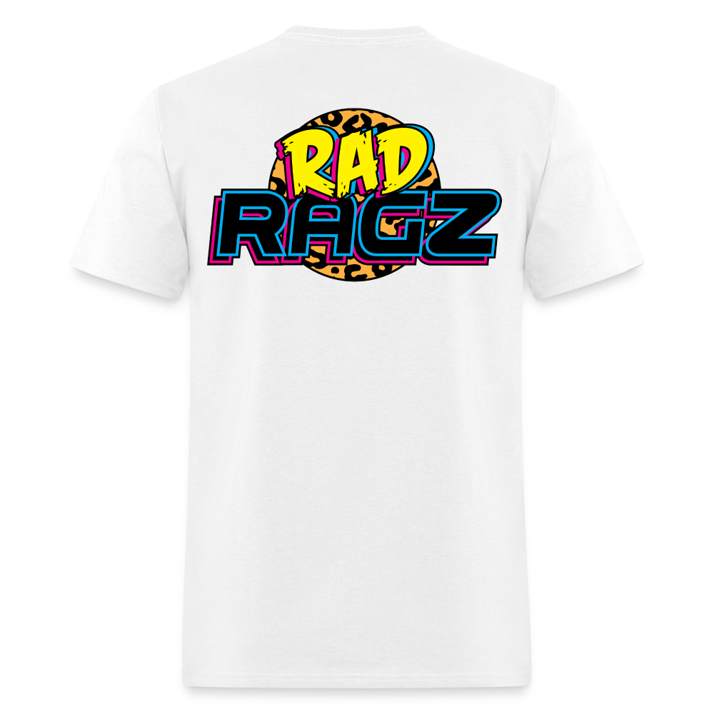 (Rad Ragz Exclusive) Rad Ragz Two Sided Unisex Classic Fruit of the Loom T-Shirt - white