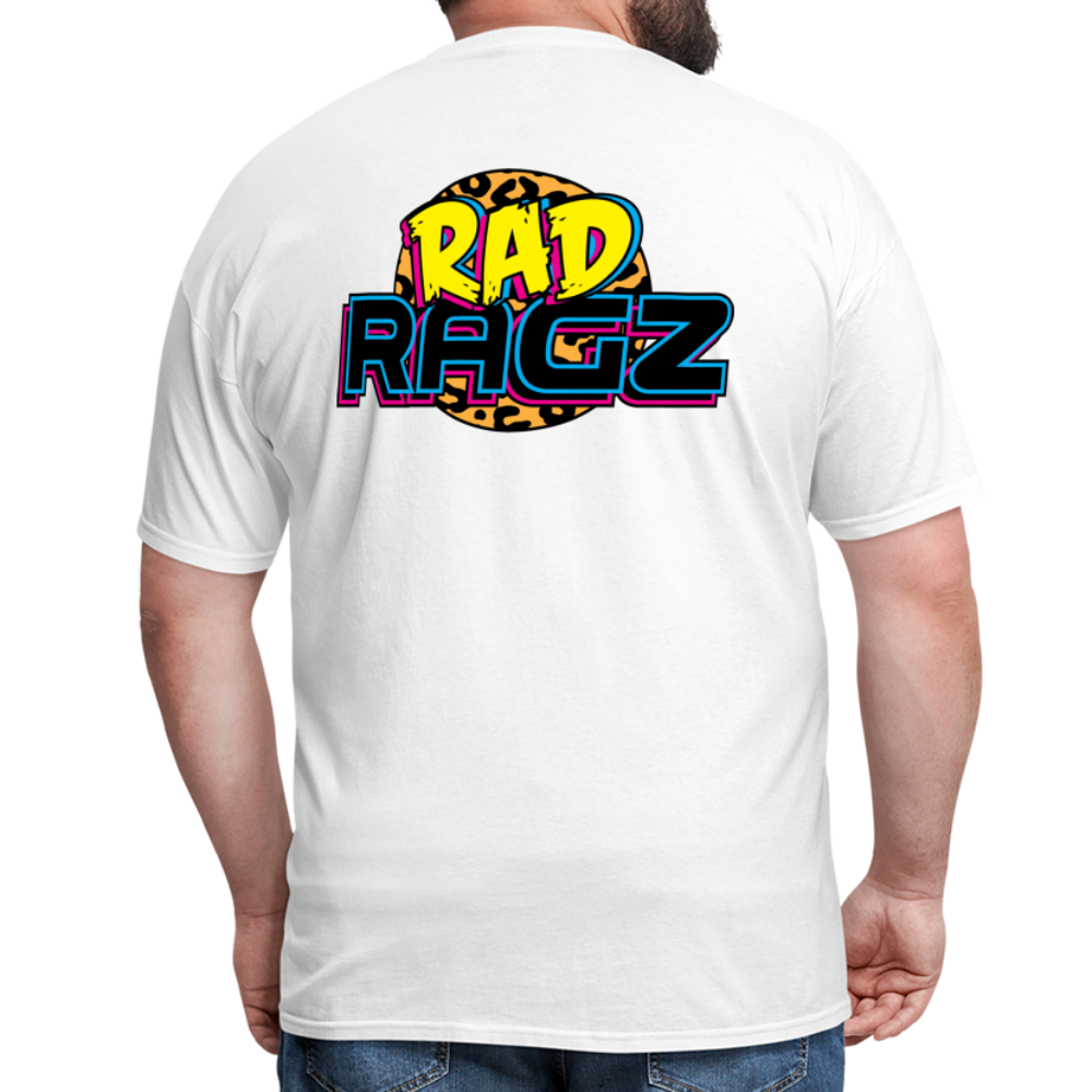 (Rad Ragz Exclusive) Rad Ragz Two Sided Unisex Classic Fruit of the Loom T-Shirt - white